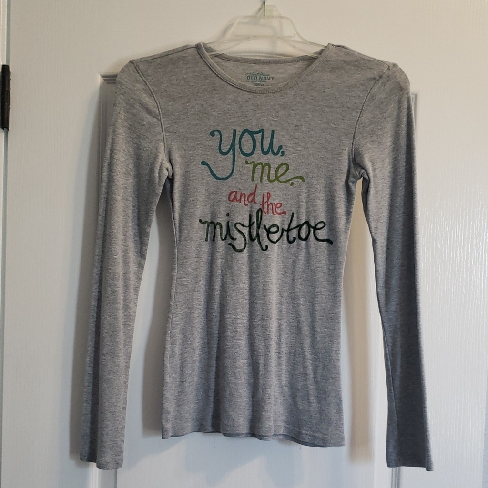 Gray Long Sleeve Christmas Shirt